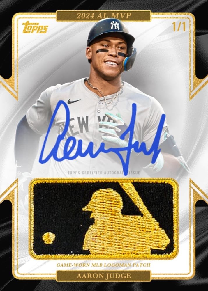 2025 Topps Chrome New York Yankees Aaron Judge Game-Worn MLB Gold Logoman Patch Autograph 1/1 Trading Card