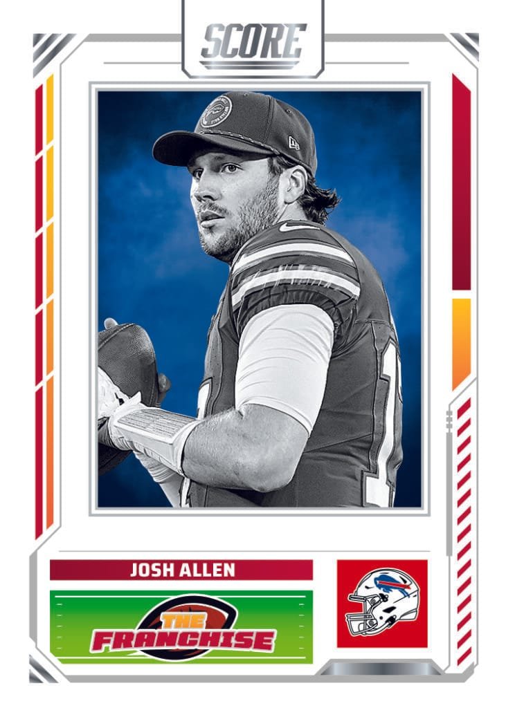 2025 Panini Score Football Franchise Parallel Trading Card for Josh Allen of the NFL Buffalo Bills