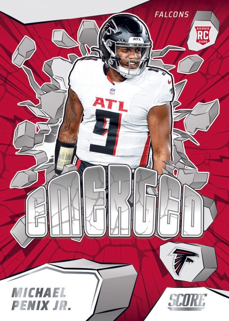 2025 Panini Score Football Emerged Parallel Trading Card for Michael Penix Jr. of the NFL Atlanta Falcons