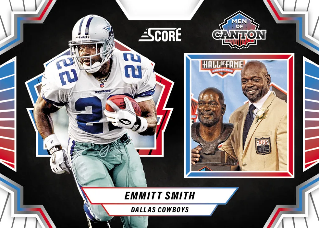 2025 Panini Score Football Men of Canton Parallel Trading Card for Emmitt Smith of the NFL Dallas Cowboys