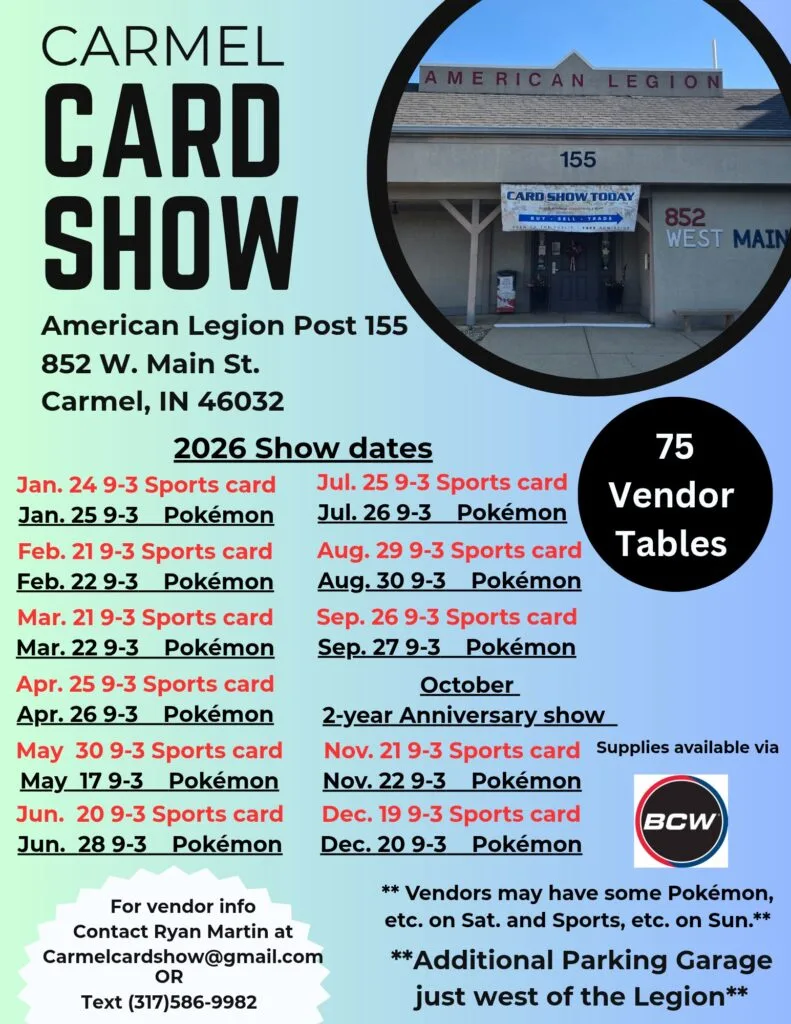2026.Carmel Card Show Schedule
