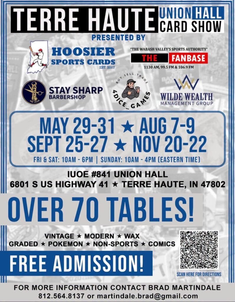 Terre Haute Union Hall Card Show - 2026 Event Flyer - Terre Haute, Indiana