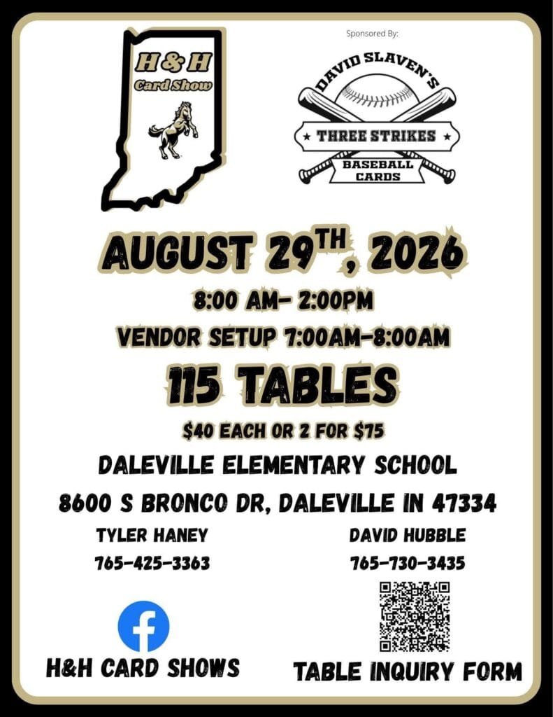H&H Card Show Event Flyer - Daleville Elementary School - Daleville, Indiana