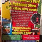 The Michigan City Card Show 2026 Event Flyer - Sports Cards Pokemon Trading Card Games