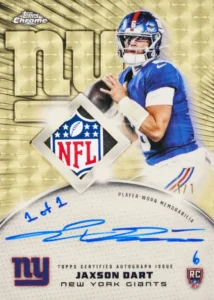 2025 Topps Chrome Football - Jaxson Dart Rookie Patch Auto Superfractor